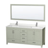 Custom image for Light Green with Brushed Nickel Trim / Giotto Quartz, Rectangular Sink / 70