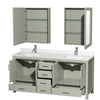 Custom image for Light Green with Brushed Nickel Trim / Giotto Quartz, Rectangular Sink / Medicine Cabinets