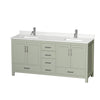 Custom image for Light Green with Brushed Nickel Trim / Giotto Quartz, Rectangular Sink / No Mirror