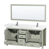 Custom image for Light Green with Brushed Nickel Trim / White Cultured Marble, Rectangular Sink / 70