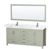 Custom image for Light Green with Brushed Nickel Trim / White Cultured Marble, Rectangular Sink / 70