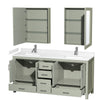 Custom image for Light Green with Brushed Nickel Trim / White Cultured Marble, Rectangular Sink / Medicine Cabinets