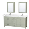 Custom image for Light Green with Brushed Nickel Trim / White Cultured Marble, Rectangular Sink / Medicine Cabinets