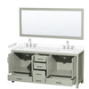 Custom image for Light Green with Brushed Nickel Trim / White Cultured Marble, Rectangular Sink / 70