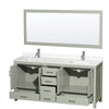 Custom image for Light Green with Brushed Nickel Trim / White Quartz, Rectangular Sink / 70