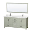 Custom image for Light Green with Brushed Nickel Trim / White Quartz, Rectangular Sink / 70