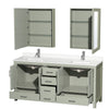 Custom image for Light Green with Brushed Nickel Trim / White Quartz, Rectangular Sink / Medicine Cabinets