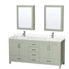 Custom image for Light Green with Brushed Nickel Trim / White Quartz, Rectangular Sink / Medicine Cabinets