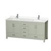 Custom image for Light Green with Brushed Nickel Trim / White Quartz, Rectangular Sink / No Mirror