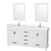 Custom image for White with Brushed Chrome Trim / Carrara Cultured Marble, Rectangular Sink / 24