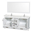 Custom image for White with Brushed Chrome Trim / Carrara Cultured Marble, Rectangular Sink / 70