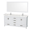 Custom image for White with Brushed Chrome Trim / Carrara Cultured Marble, Rectangular Sink / 70