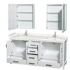 Custom image for White with Brushed Chrome Trim / Carrara Cultured Marble, Rectangular Sink / Medicine Cabinets