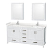 Custom image for White with Brushed Chrome Trim / Carrara Cultured Marble, Rectangular Sink / Medicine Cabinets