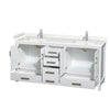 Custom image for White with Brushed Chrome Trim / Carrara Cultured Marble, Rectangular Sink / No Mirror