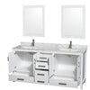 Custom image for White with Brushed Chrome Trim / White Carrara Marble, Rectangular Sink / 24