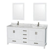 Custom image for White with Brushed Chrome Trim / White Carrara Marble, Rectangular Sink / 24