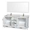 Custom image for White with Brushed Chrome Trim / White Carrara Marble, Rectangular Sink / 70