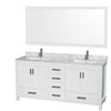 Custom image for White with Brushed Chrome Trim / White Carrara Marble, Rectangular Sink / 70