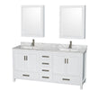 Custom image for White with Brushed Chrome Trim / White Carrara Marble, Rectangular Sink / Medicine Cabinets