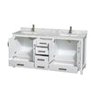 Custom image for White with Brushed Chrome Trim / White Carrara Marble, Rectangular Sink / No Mirror