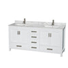 Custom image for White with Brushed Chrome Trim / White Carrara Marble, Rectangular Sink / No Mirror