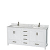 Custom image for White with Brushed Chrome Trim / White Carrara Marble, Rectangular Sink / Medicine Cabinets