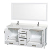 Custom image for White with Brushed Chrome Trim / Giotto Quartz, Rectangular Sink / 70