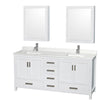 Custom image for White with Brushed Chrome Trim / Giotto Quartz, Rectangular Sink / Medicine Cabinets