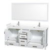 Custom image for White with Brushed Chrome Trim / White Cultured Marble, Rectangular Sink / 70