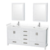 Custom image for White with Brushed Chrome Trim / White Cultured Marble, Rectangular Sink / Medicine Cabinets
