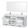 Custom image for White with Brushed Chrome Trim / White Quartz, Rectangular Sink / 70