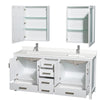 Custom image for White with Brushed Chrome Trim / White Quartz, Rectangular Sink / Medicine Cabinets