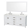 Custom image for White with Brushed Chrome Trim / White Quartz, Rectangular Sink / 70
