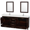Custom image for Espresso with Brushed Chrome Trim / Carrara Cultured Marble, Rectangular Sink / 24