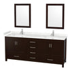Custom image for Espresso with Brushed Chrome Trim / Carrara Cultured Marble, Rectangular Sink / 24
