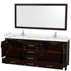 Custom image for Espresso with Brushed Chrome Trim / Carrara Cultured Marble, Rectangular Sink / 70