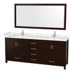 Custom image for Espresso with Brushed Chrome Trim / Carrara Cultured Marble, Rectangular Sink / 70