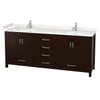 Custom image for Espresso with Brushed Chrome Trim / Carrara Cultured Marble, Rectangular Sink / No Mirror
