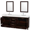 Custom image for Espresso with Brushed Chrome Trim / Carrara Cultured Marble, Rectangular Sink / 24