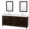 Custom image for Espresso with Brushed Chrome Trim / Carrara Cultured Marble, Rectangular Sink / 24