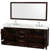 Custom image for Espresso with Brushed Chrome Trim / Carrara Cultured Marble, Rectangular Sink / 70