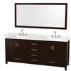 Custom image for Espresso with Brushed Chrome Trim / Carrara Cultured Marble, Rectangular Sink / 70