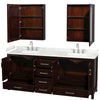Custom image for Espresso with Brushed Chrome Trim / Carrara Cultured Marble, Rectangular Sink / Medicine Cabinets