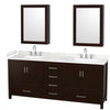 Custom image for Espresso with Brushed Chrome Trim / Carrara Cultured Marble, Rectangular Sink / Medicine Cabinets