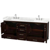 Custom image for Espresso with Brushed Chrome Trim / Carrara Cultured Marble, Rectangular Sink / No Mirror
