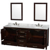 Custom image for Espresso with Brushed Chrome Trim / White Carrara Marble, Oval Sink / 24