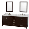 Custom image for Espresso with Brushed Chrome Trim / White Carrara Marble, Oval Sink / 24