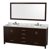 Custom image for Espresso with Brushed Chrome Trim / White Carrara Marble, Oval Sink / 70