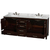 Custom image for Espresso with Brushed Chrome Trim / White Carrara Marble, Oval Sink / No Mirror